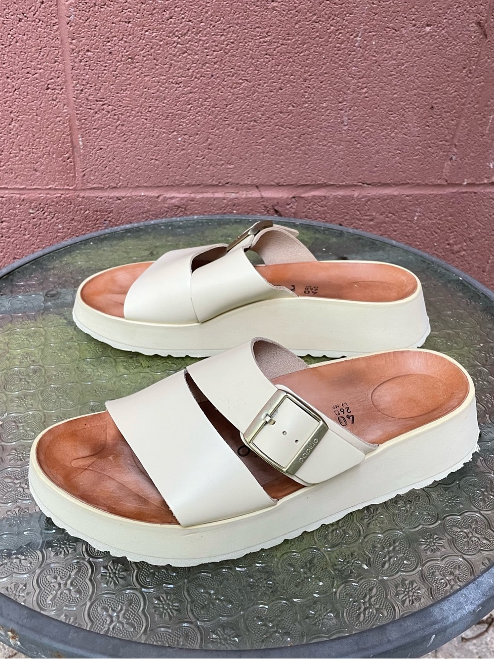 Birkenstock Papillio ALMINA Leather Platform Sandals Size 40